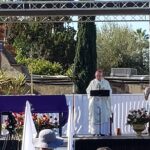 Speaker podium outdoor ceremony